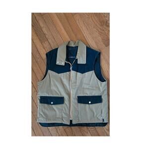 Vintage 80s Antler mens tan blue coat vest large